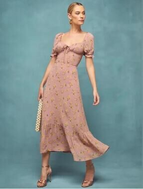 Reformation pink Cabernet maxi dress in Frances